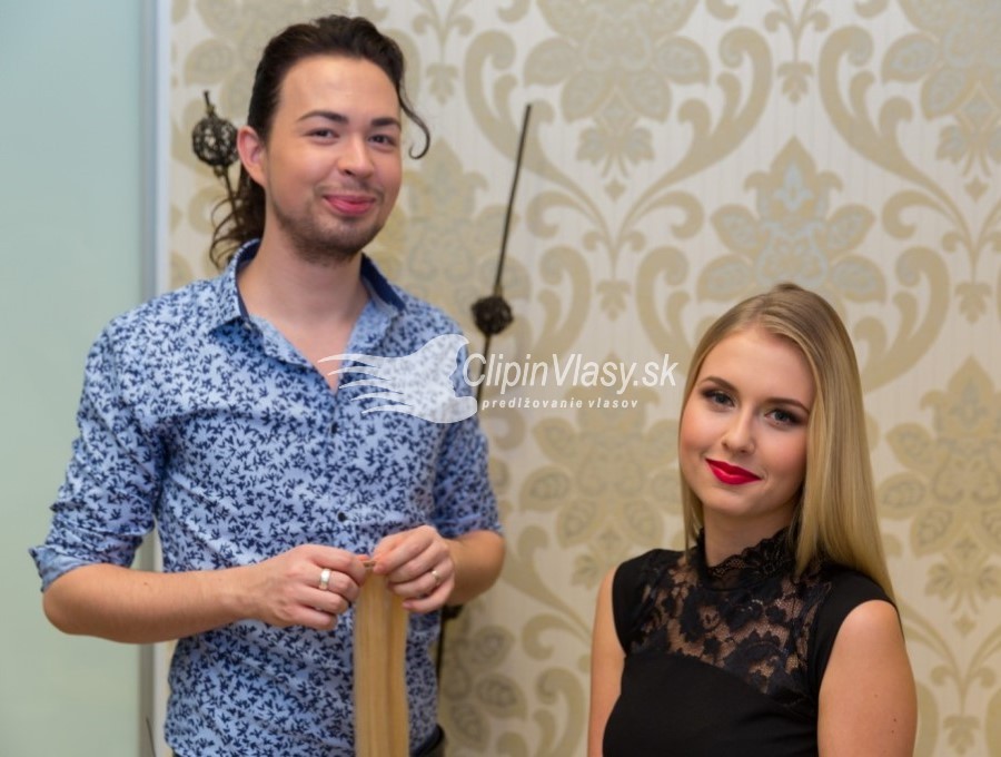 Clip-in vlasy 55cm, 95g #6/613 seamless | béžovohnedý melír