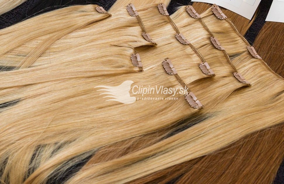 Clip-in vlasy 55cm, 95g #6/613 seamless | béžovohnedý melír
